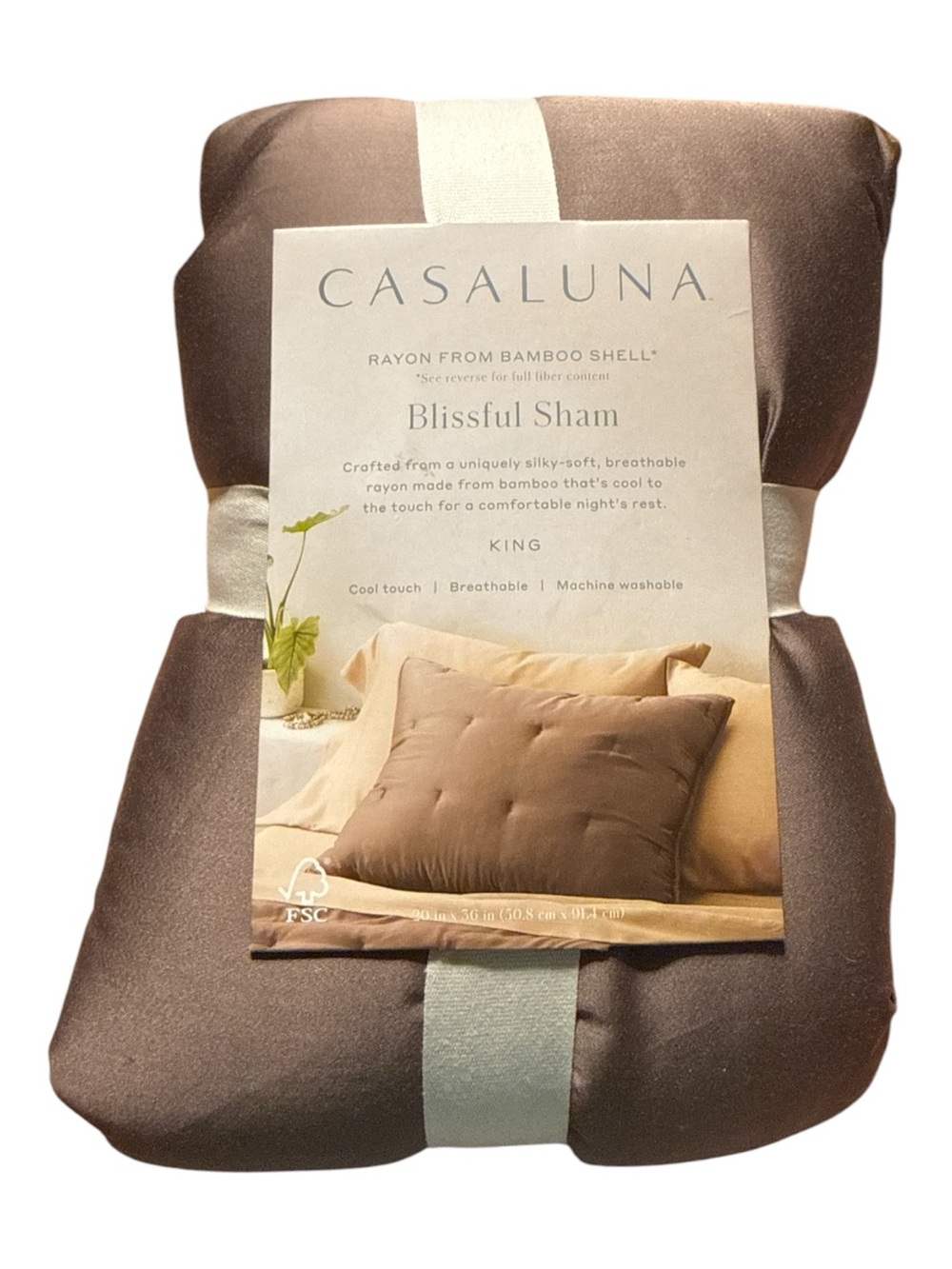 Casaluna Blissful Sham King Pillow Sham - Taupe Brown